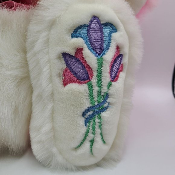 Dan Dee Pink Bunny Rabbit Plush Hoppy Hopster Embroidered Flowers 24 Inch - Picture 2 of 8